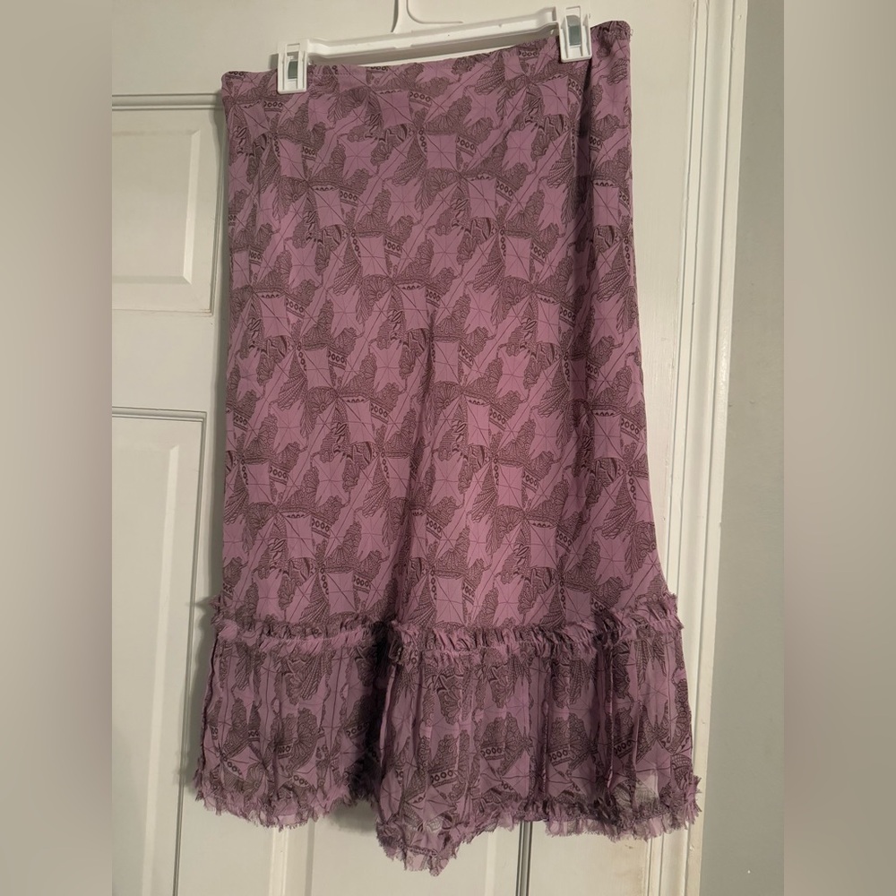 Purple Midi Skirt with Butterfly Design
